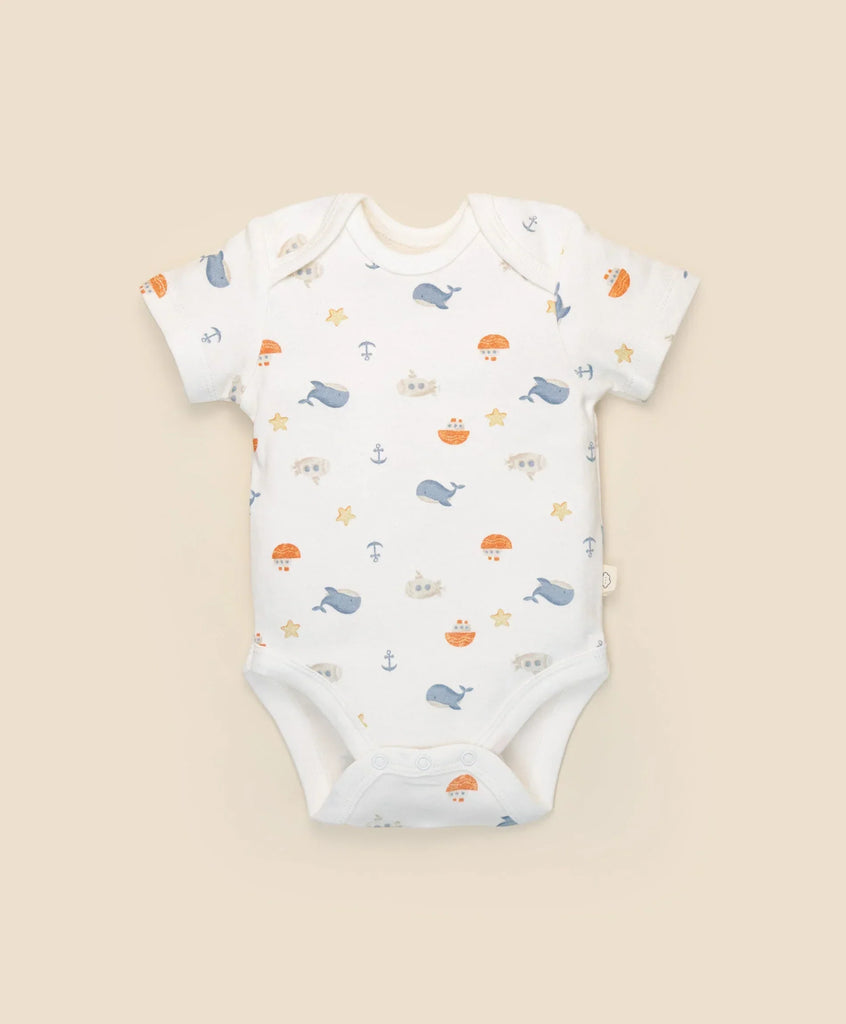 Lummi in Colour ORGANIC COTTON BABY SHORT SLEEVE BODYSUIT - SEA