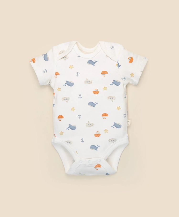 Lummi in Colour ORGANIC COTTON BABY SHORT SLEEVE BODYSUIT - SEA