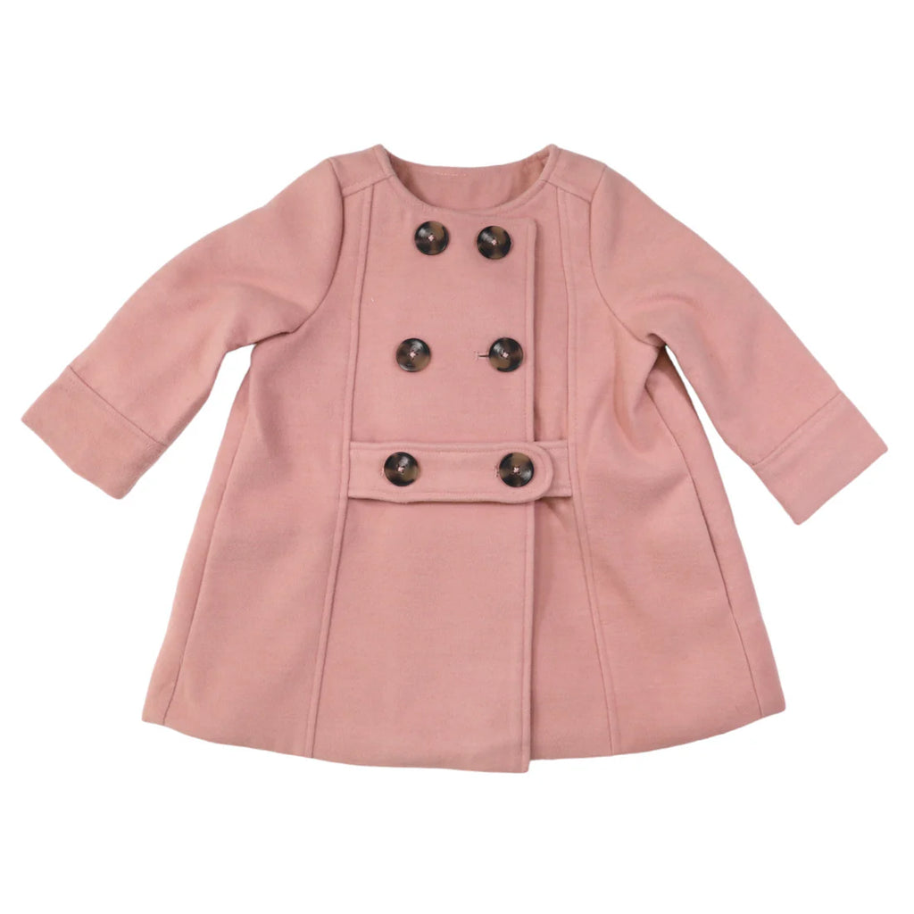 KORANGO DOUBLE BREASTED SATIN LINED OVERCOAT DUST PINK