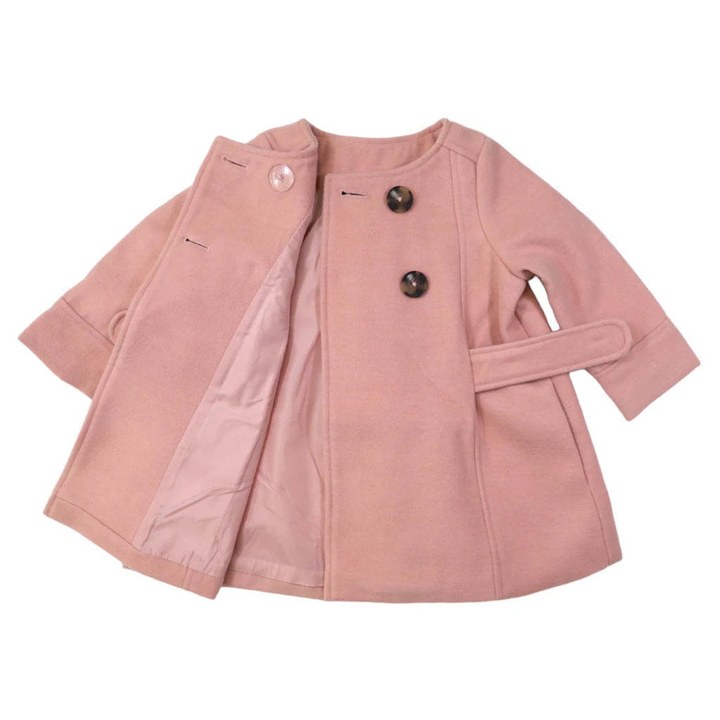 KORANGO DOUBLE BREASTED SATIN LINED OVERCOAT DUST PINK