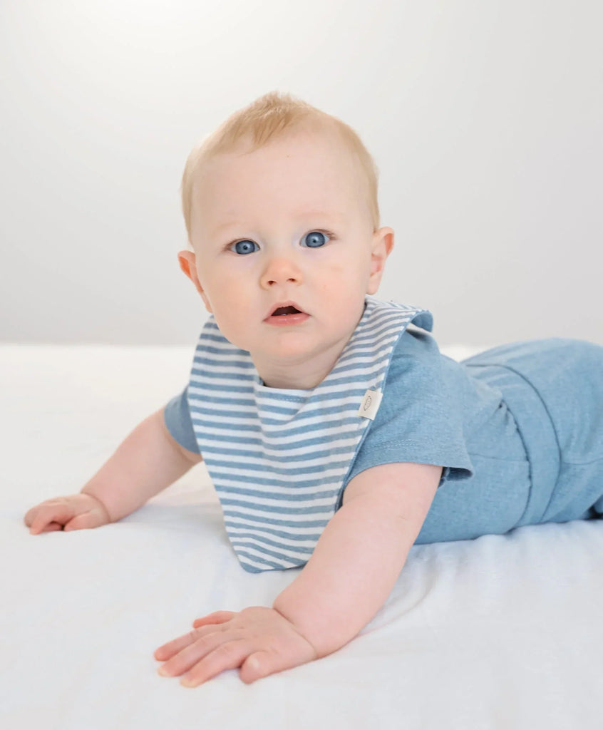 Lummi in Colour Organic Cotton Triangle Bib - Blue Stripes