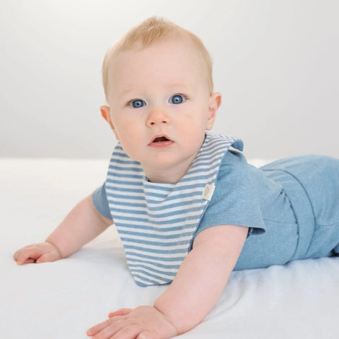 Lummi in Colour Organic Cotton Triangle Bib - Blue Stripes