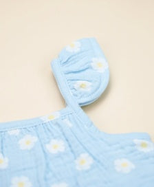 Lummi in Colour ORGANIC COTTON MUSLIN BUTTONED DRESS - DAISY BLUE