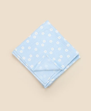 Lummi in Colour ORGANIC COTTON MUSLIN SWADDLE WRAP - DAISY BLUE