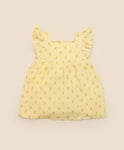 Lummi in Colour ORGANIC COTTON MUSLIN RUFFLE DRESS - LEMONS
