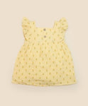 Lummi in Colour ORGANIC COTTON MUSLIN RUFFLE DRESS - LEMONS