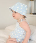 Lummi in Colour ORGANIC COTTON MUSLIN BUBBLE ROMPER - DAISY BLUE