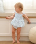 Lummi in Colour ORGANIC COTTON MUSLIN BUBBLE ROMPER - DAISY BLUE