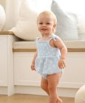 Lummi in Colour ORGANIC COTTON MUSLIN BUBBLE ROMPER - DAISY BLUE