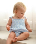 Lummi in Colour ORGANIC COTTON MUSLIN BUBBLE ROMPER - DAISY BLUE