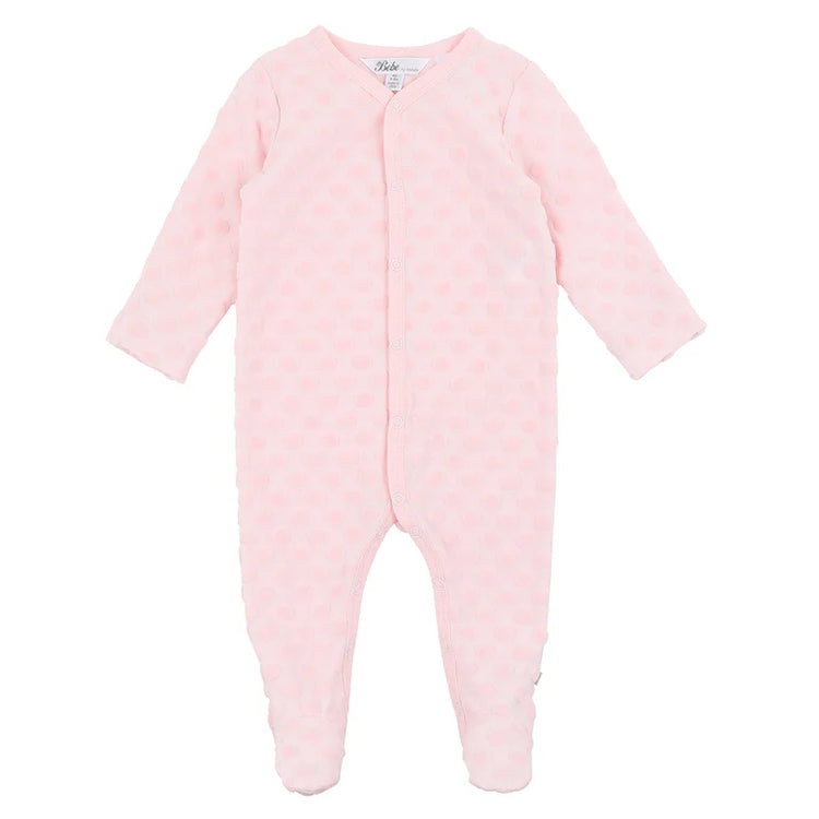 BEBE PINK SPOT LS ROMPER