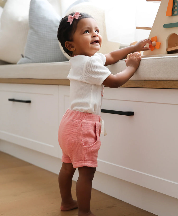 Lummi in Colour ORGANIC COTTON WAFFLE SHORTS - BLUSH PINK