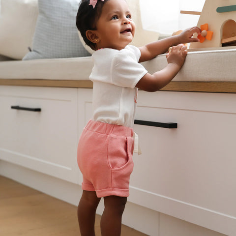 Lummi in Colour ORGANIC COTTON WAFFLE SHORTS - BLUSH PINK