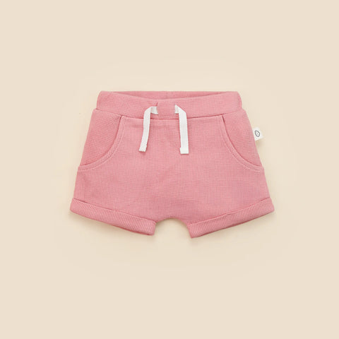 Lummi in Colour ORGANIC COTTON WAFFLE SHORTS - BLUSH PINK