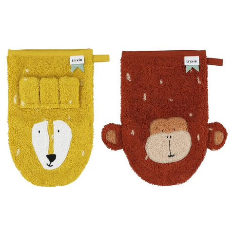 Trixie Washcloths 2-pack | Mr. Lion/Mr. Monkey