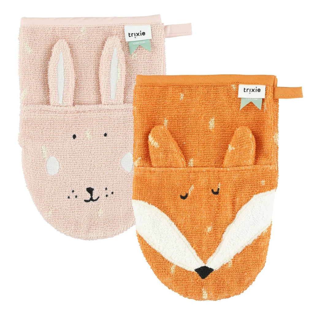 Trixie Washcloths 2-pack |  Mrs. Rabbit/Mr. Fox