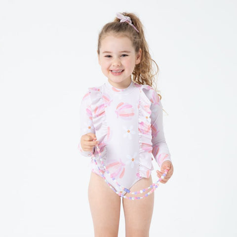 Lesimo Girls Long Sleeves One Piece Rashguard - Whispering Garden