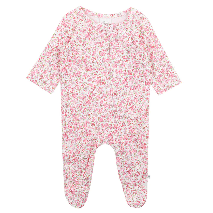 BEBE FLORAL ORGANIC LONG SLEEVE ROMPER