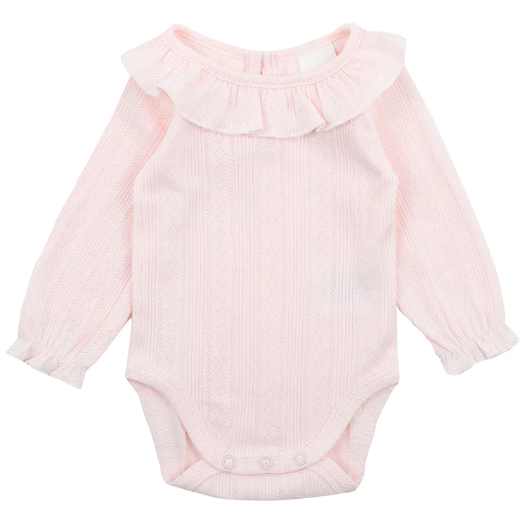 BEBE PINK POINTELLE LS BODYSUIT