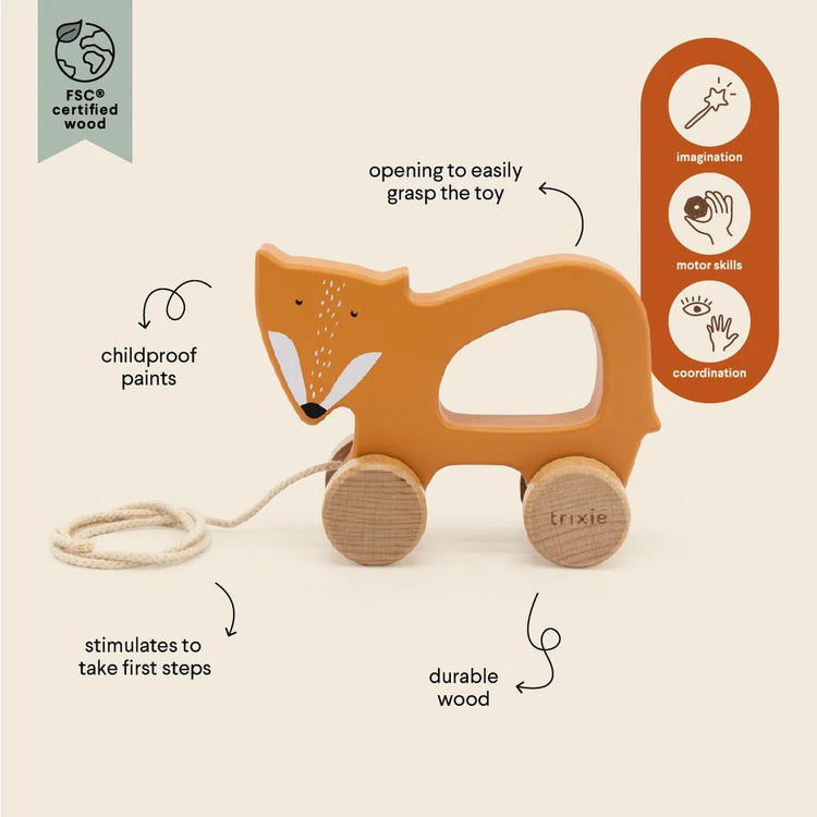 Trixie Wooden pull along toy - Mr. Fox