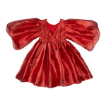 Rock Your Kid Red Metallic Puff Sleeve Dress