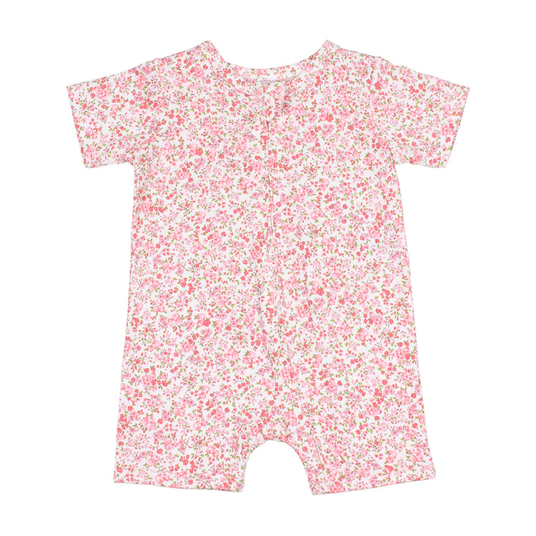 BEBE FLORAL ORGANIC SHORT SLEEVE ROMPER