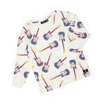 Rock Your Kid Guitar Alley L/S Boxy Fit T-Shirt - Cream (Size 2-12)
